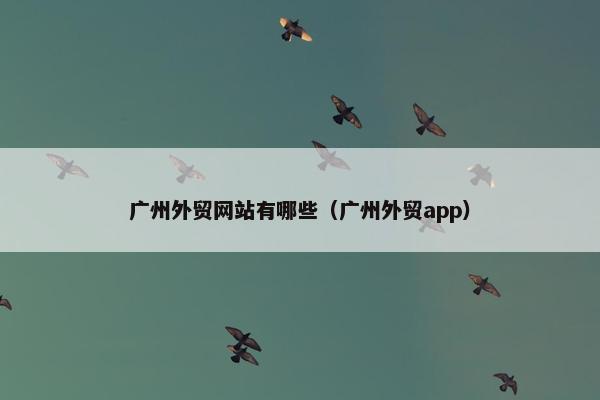 广州外贸网站有哪些（广州外贸app）