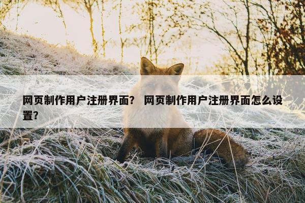 网页制作用户注册界面？ 网页制作用户注册界面怎么设置？