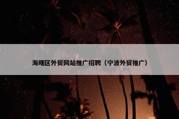 海曙区外贸网站推广招聘（宁波外贸推广）