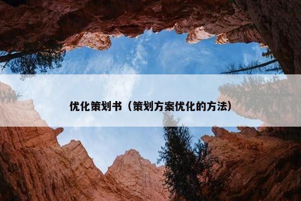 优化策划书（策划方案优化的方法）