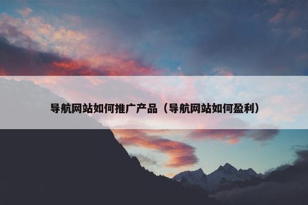 导航网站如何推广产品（导航网站如何盈利）