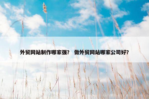 外贸网站制作哪家强？ 做外贸网站哪家公司好？