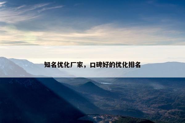 知名优化厂家，口碑好的优化排名