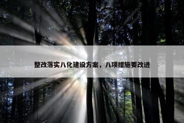 整改落实八化建设方案，八项措施要改进
