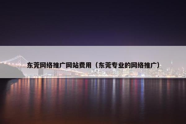 东莞网络推广网站费用（东莞专业的网络推广）