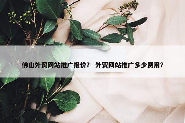 佛山外贸网站推广报价？ 外贸网站推广多少费用？