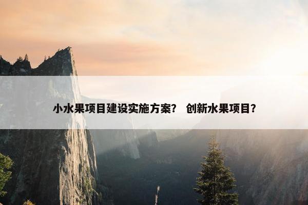 小水果项目建设实施方案？ 创新水果项目？