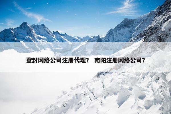 登封网络公司注册代理？ 南阳注册网络公司？