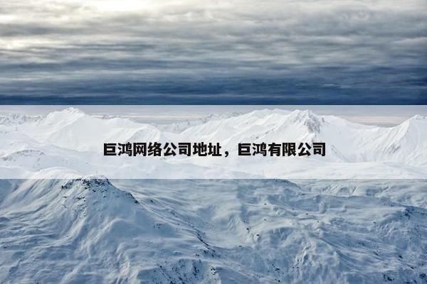巨鸿网络公司地址，巨鸿有限公司