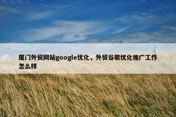 厦门外贸网站google优化，外贸谷歌优化推广工作怎么样