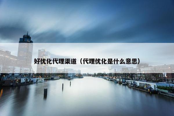 好优化代理渠道（代理优化是什么意思）