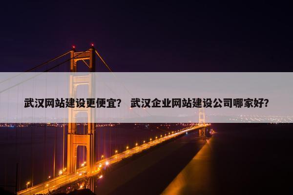 武汉网站建设更便宜？ 武汉企业网站建设公司哪家好？
