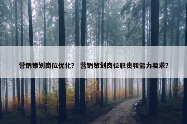 营销策划岗位优化？ 营销策划岗位职责和能力要求？