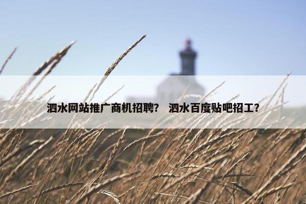 泗水网站推广商机招聘？ 泗水百度贴吧招工？