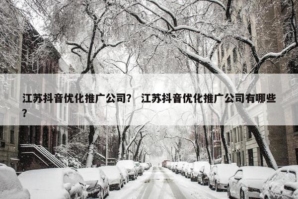 江苏抖音优化推广公司？ 江苏抖音优化推广公司有哪些？