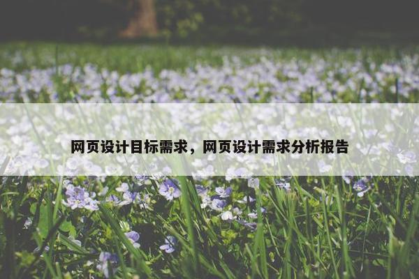 网页设计目标需求，网页设计需求分析报告