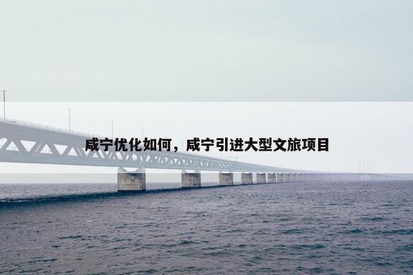 咸宁优化如何，咸宁引进大型文旅项目