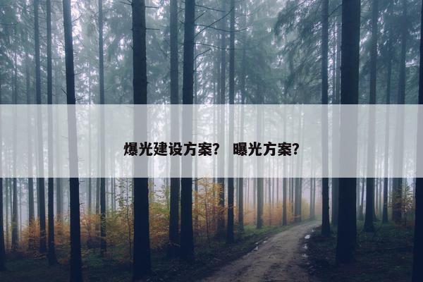 爆光建设方案？ 曝光方案？