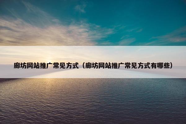 廊坊网站推广常见方式（廊坊网站推广常见方式有哪些）