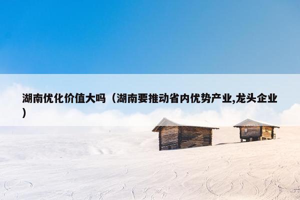 湖南优化价值大吗（湖南要推动省内优势产业,龙头企业）