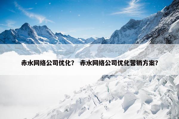 赤水网络公司优化？ 赤水网络公司优化营销方案？