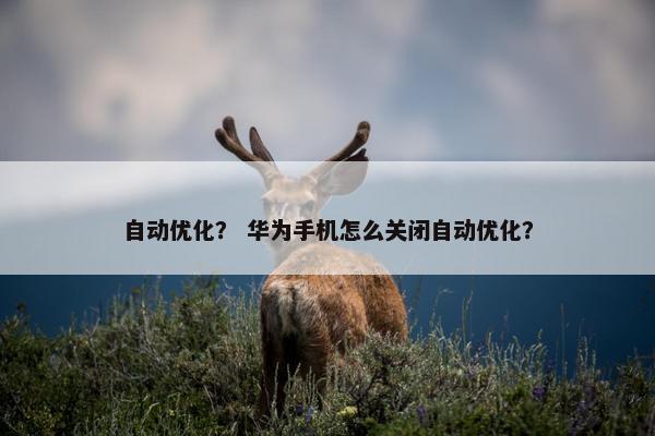 自动优化？ 华为手机怎么关闭自动优化？