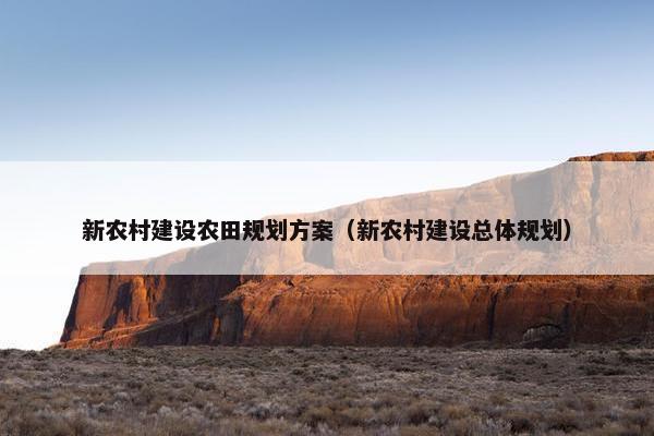 新农村建设农田规划方案（新农村建设总体规划）