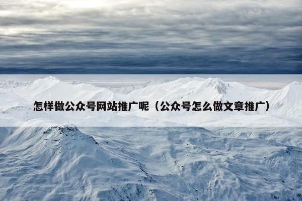 怎样做公众号网站推广呢（公众号怎么做文章推广）