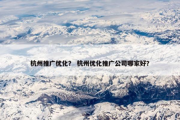 杭州推广优化？ 杭州优化推广公司哪家好？