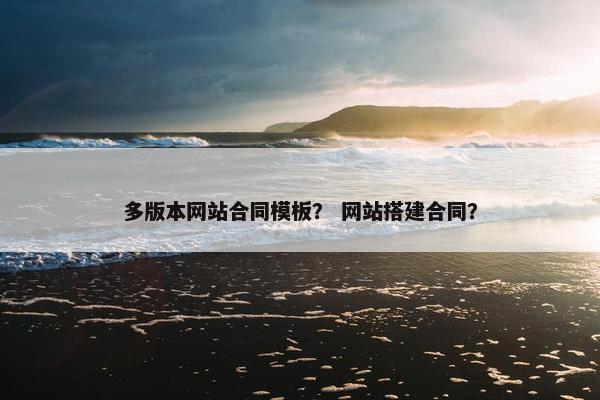 多版本网站合同模板？ 网站搭建合同？