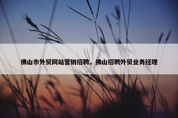 佛山市外贸网站营销招聘，佛山招聘外贸业务经理