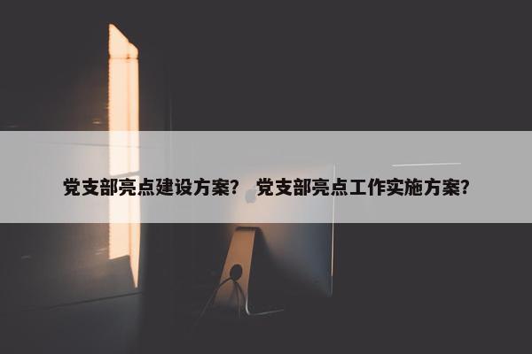 党支部亮点建设方案？ 党支部亮点工作实施方案？