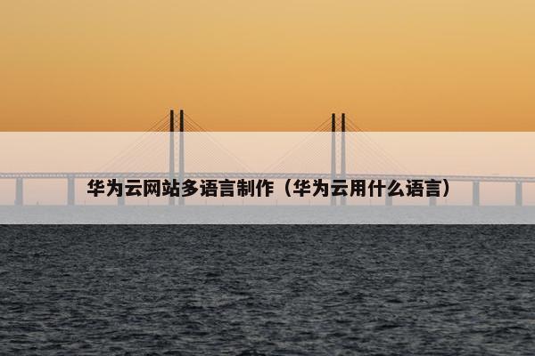 华为云网站多语言制作（华为云用什么语言）