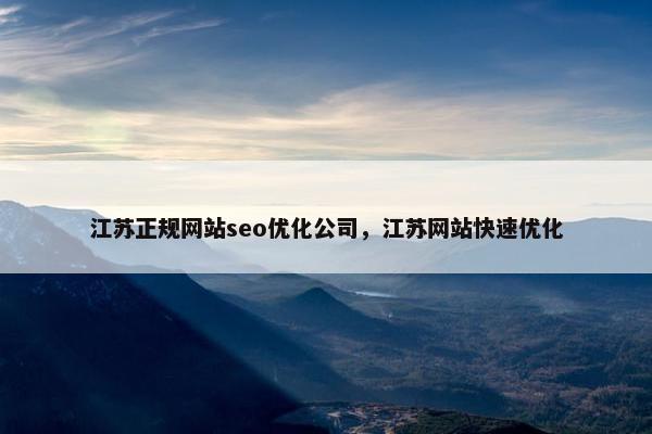 江苏正规网站seo优化公司，江苏网站快速优化