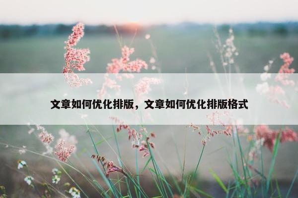 文章如何优化排版，文章如何优化排版格式