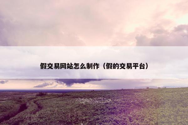 假交易网站怎么制作（假的交易平台）