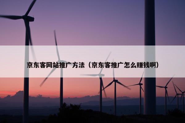 京东客网站推广方法（京东客推广怎么赚钱啊）