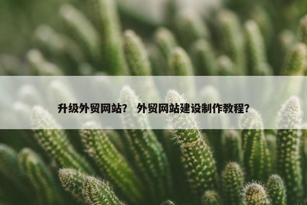 升级外贸网站？ 外贸网站建设制作教程？