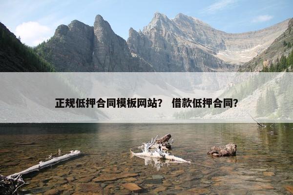 正规低押合同模板网站？ 借款低押合同？