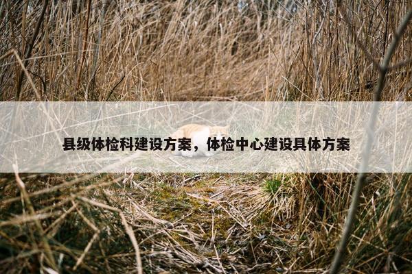 县级体检科建设方案，体检中心建设具体方案