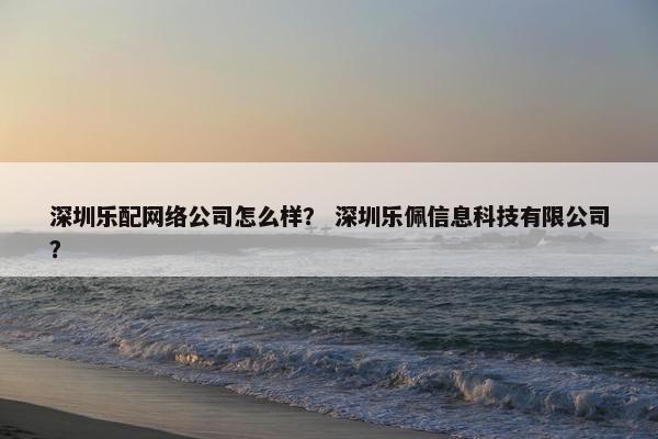 深圳乐配网络公司怎么样？ 深圳乐佩信息科技有限公司？