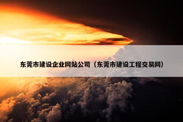东莞市建设企业网站公司（东莞市建设工程交易网）