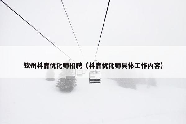 钦州抖音优化师招聘（抖音优化师具体工作内容）