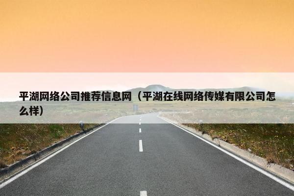 平湖网络公司推荐信息网（平湖在线网络传媒有限公司怎么样）