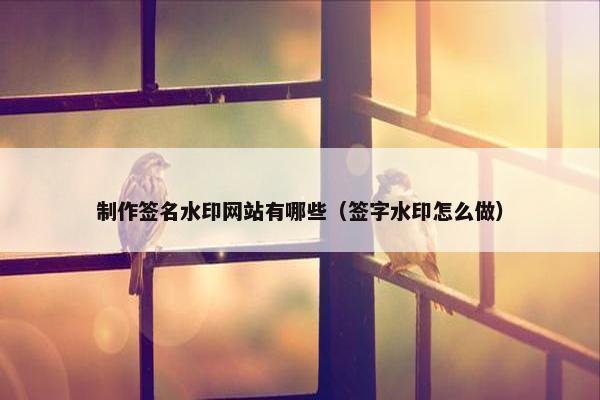 制作签名水印网站有哪些（签字水印怎么做）