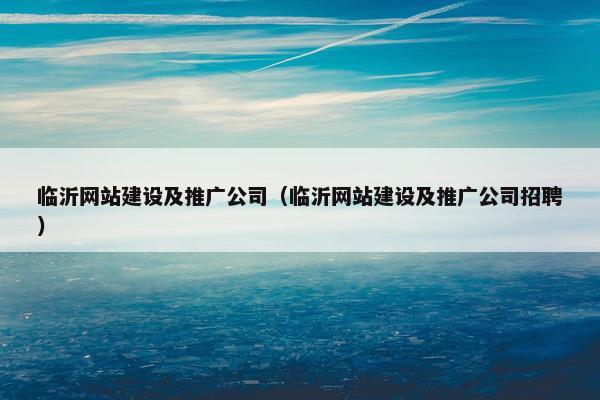 临沂网站建设及推广公司（临沂网站建设及推广公司招聘）