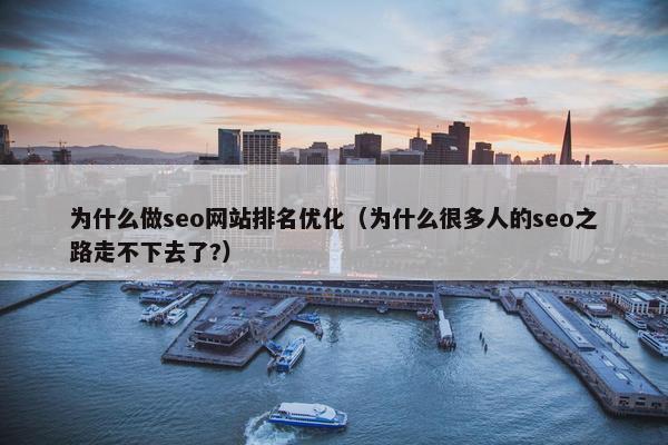 为什么做seo网站排名优化（为什么很多人的seo之路走不下去了?）