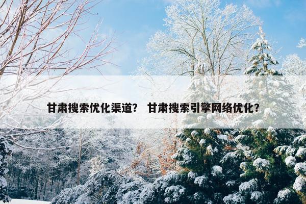 甘肃搜索优化渠道？ 甘肃搜索引擎网络优化？
