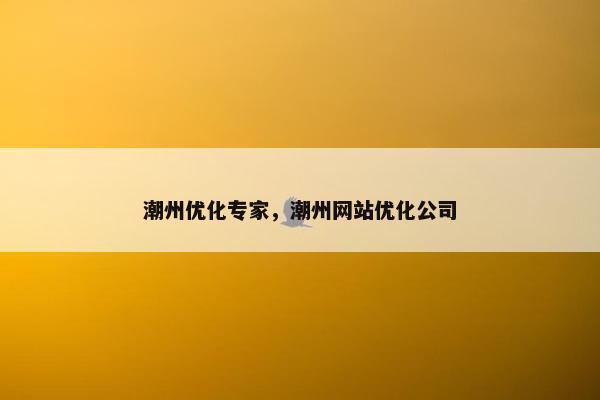 潮州优化专家，潮州网站优化公司