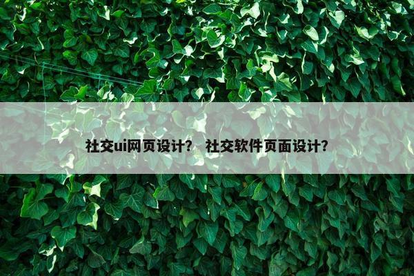 社交ui网页设计？ 社交软件页面设计？